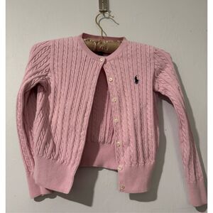 Polo Ralph Lauren pink knit sweater button front girl SP 7